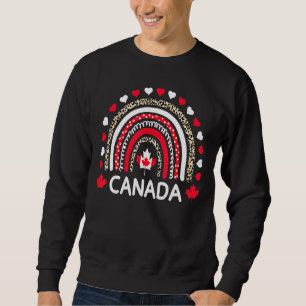 Canadian Flagga Maple Löv Rainbow Leopard Canada D Lång Ärmad Tröja