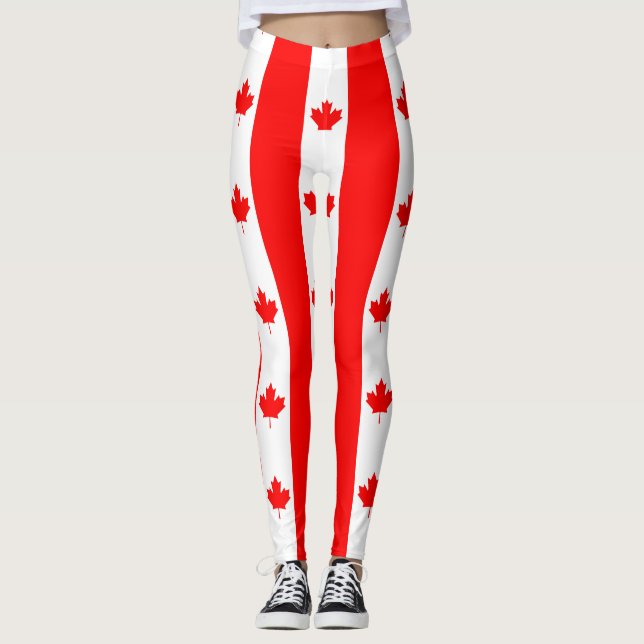 Canadian Flagga of Canada Red Maple Löv Leggings (Framsida)