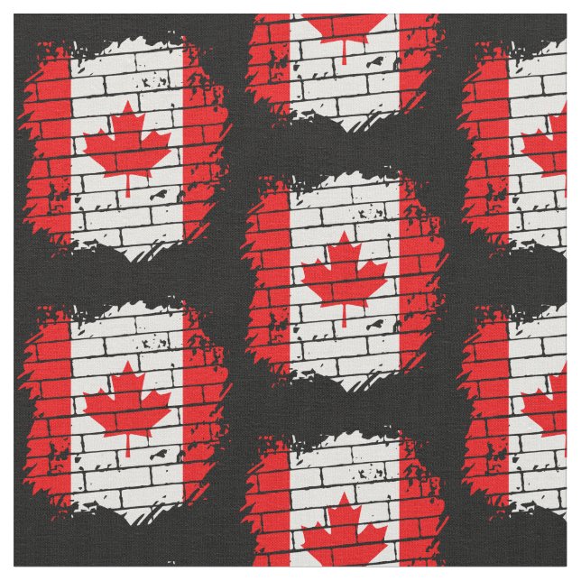 Canadian Flagga on Brick Wall Tyg (Närbild)