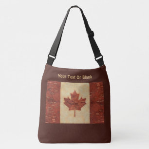 Canadian Flagga On Inner Birch Bark Axelväska