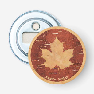 Canadian Flagga On Inner Birch Bark Flasköppnare