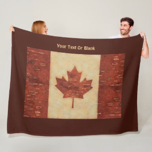 Canadian Flagga On Inner Birch Bark Fleecefilt
