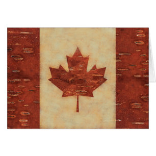 Canadian Flagga On Inner Birch Bark Hälsningskort