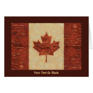 Canadian Flagga On Inner Birch Bark Hälsningskort