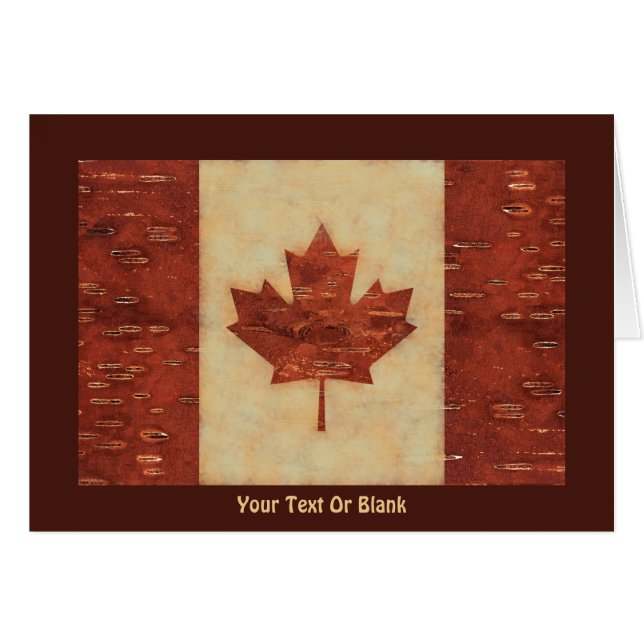 Canadian Flagga On Inner Birch Bark Hälsningskort (Framsidan Horizontal)