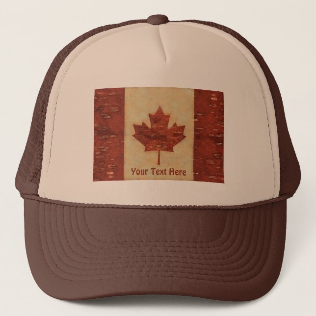 Canadian Flagga On Inner Birch Bark Keps (Framsida)