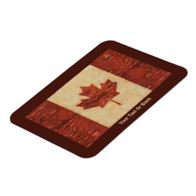 Canadian Flagga On Inner Birch Bark Magnet (Vänstra Sidan)