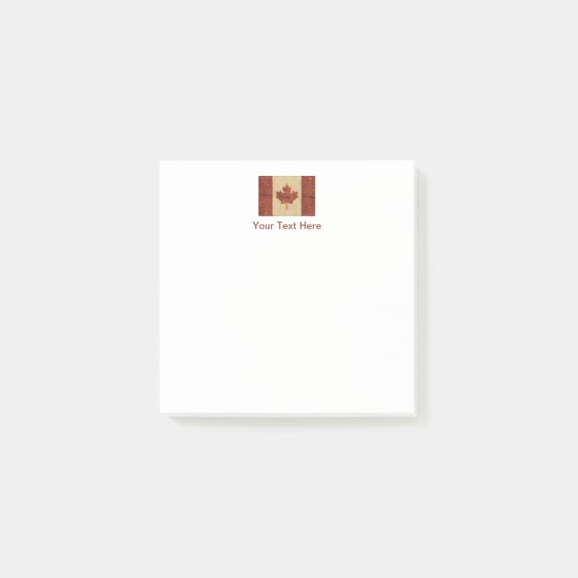 Canadian Flagga On Inner Birch Bark Post-it Block (Framsida)
