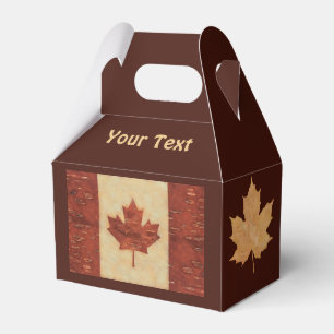 Canadian Flagga On Inner Birch Bark Presentaskar