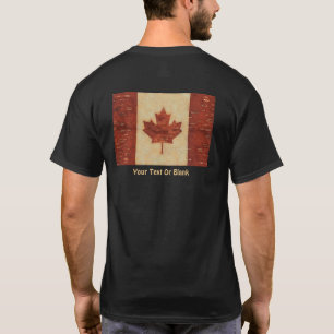 Canadian Flagga On Inner Birch Bark T Shirt