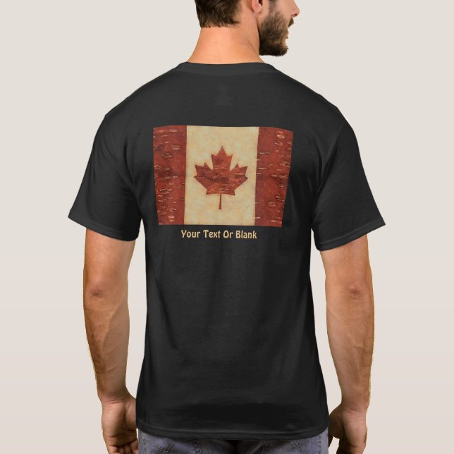 Canadian Flagga On Inner Birch Bark T Shirt (Baksida)