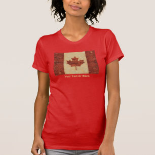 Canadian Flagga On Inner Birch Bark T Shirt