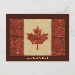 Canadian Flagga On Inner Birch Bark Vykort