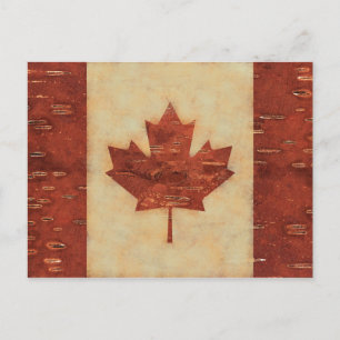 Canadian Flagga On Inner Birch Bark Vykort