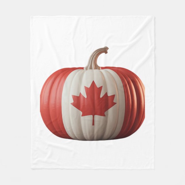 Canadian Flagga Pumpkin Maple Löv Thanksgiving Ove Fleecefilt (Framsidan)