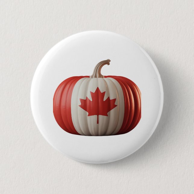 Canadian Flagga Pumpkin Maple Löv Thanksgiving Ove Knapp (Framsida)