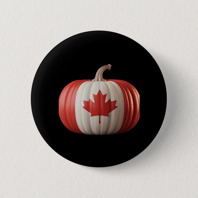 Canadian Flagga Pumpkin Maple Löv Thanksgiving Ove Knapp (Framsida)