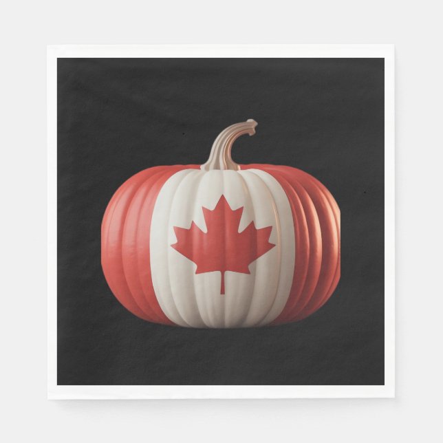 Canadian Flagga Pumpkin Maple Löv Thanksgiving Ove Pappersservett (Framsidan)