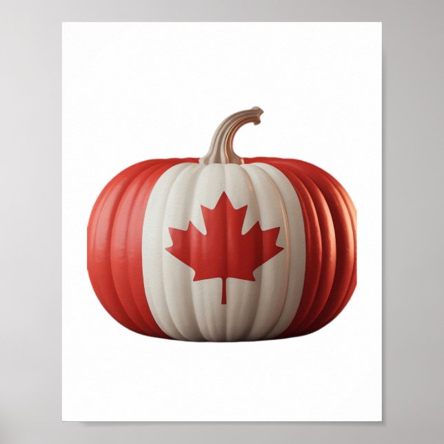 Canadian Flagga Pumpkin Maple Löv Thanksgiving Ove Poster (Framsidan)