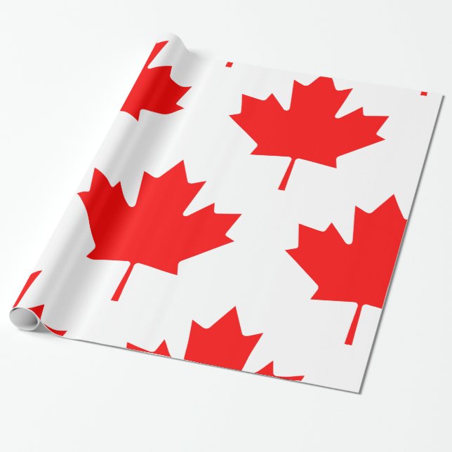 Canadian Flagga Red Maple Löv Presentpapper (Utrullad)