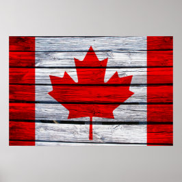 Canadian Flagga Rustic Wood Poster