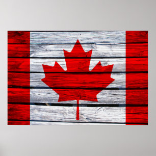 Canadian Flagga Rustic Wood Poster