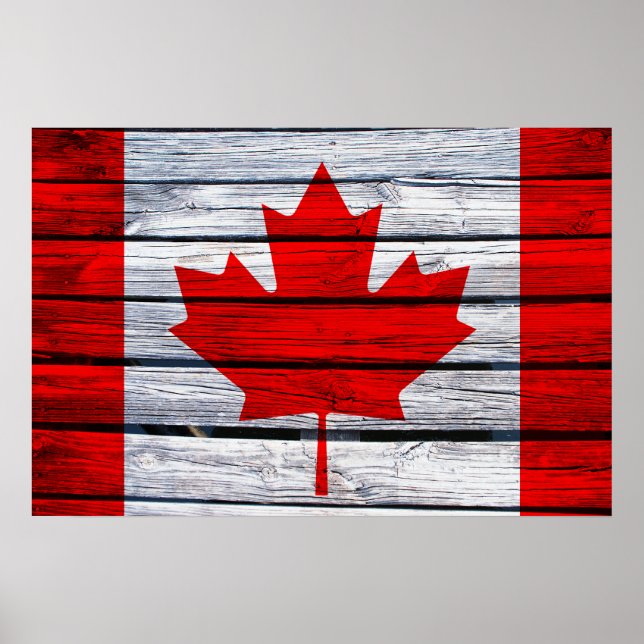 Canadian Flagga Rustic Wood Poster (Framsidan)