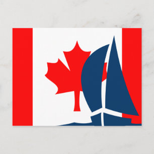 Canadian Flagga Sailing Boat Canada Nautical Vykort