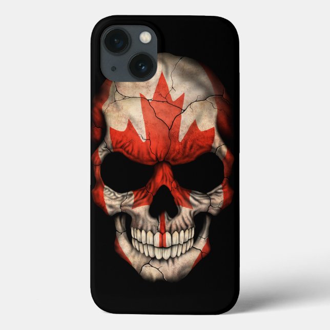 Canadian Flagga Skull på Black (Baksida)