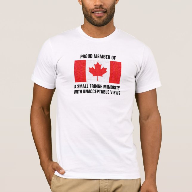 Canadian Flagga Small Fringe Minority  T Shirt (Framsida)