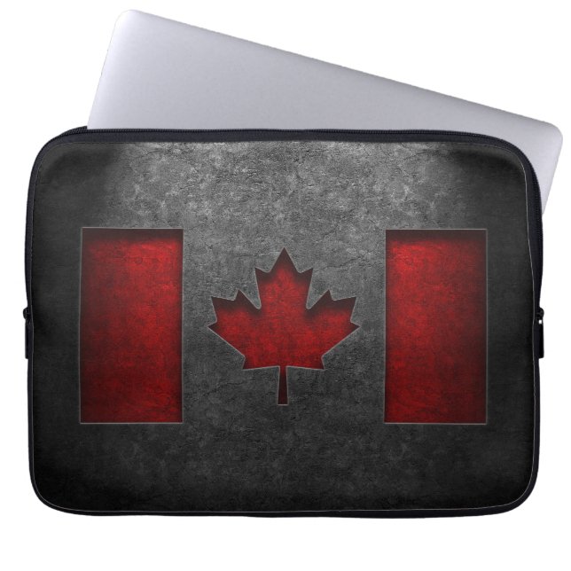 Canadian Flagga Stone Struktur Laptop Fodral (Framsidan)