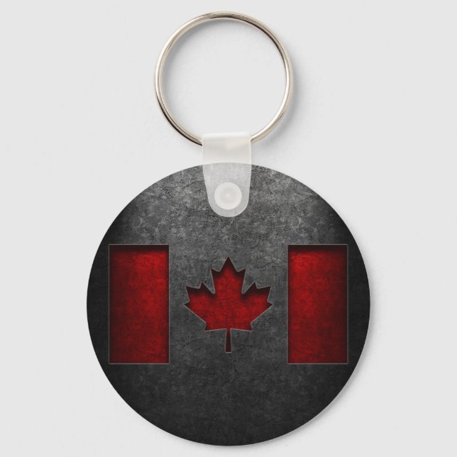 Canadian Flagga Stone Struktur Nyckelring (Framsida)