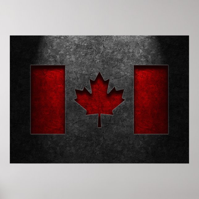 Canadian Flagga Stone Struktur Repost Poster (Framsidan)