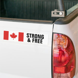 Canadian Flagga Strong and FREE Bildekal