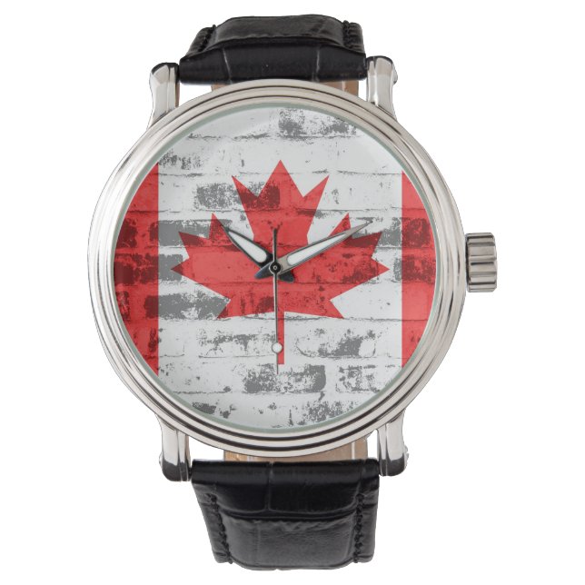 Canadian Flagga Vintage Armbandsur (Framsida)