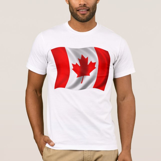 Canadian Flagga Wave T Shirt (Framsida)