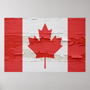 Canadian Flagga Weasted Paint Poster