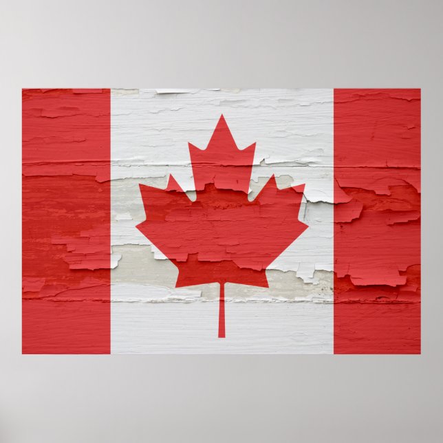 Canadian Flagga Weasted Paint Poster (Framsidan)