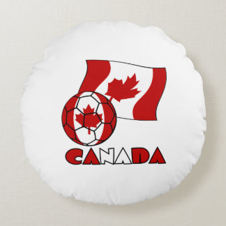 Canadian Flagga with Soccer Ball Rund Kudde