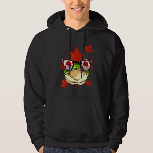 Canadian Frog Maple Tree Leaf Canada Flag Animal F Hoodie (Framsida)