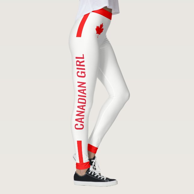 Canadian Girl Maple on Red and White Leggings (Höger)