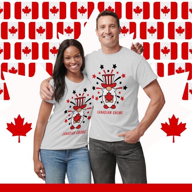Canadian Gnome Stars Fireworks Canada Day Unisex T Shirt (Celebrate Canada Day in style with the Canadian Gnome Stars Fireworks Canada Day Unisex T-Shirt.)