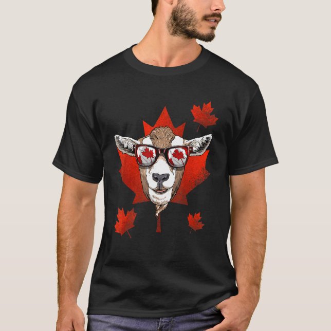 Canadian Goat Maple Löv Patriotic Canada Flagga T Shirt (Framsida)