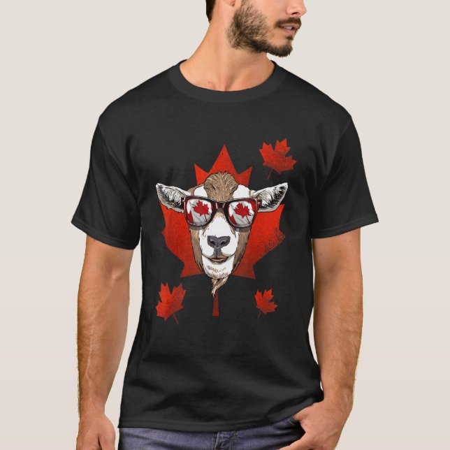 Canadian Goat Maple Tree Leaf Canada Flag Animal G T Shirt (Framsida)