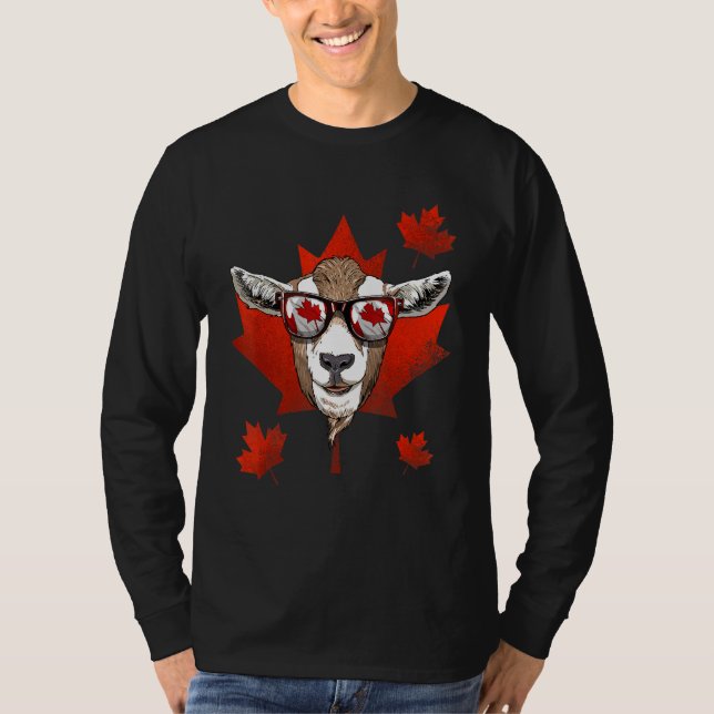 Canadian Goat Maple Tree Leaf Canada Flag Animal G T Shirt (Framsida)