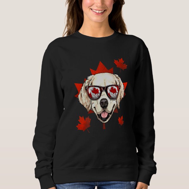 Canadian Golden Retriever Maple Löv Patriotic Can T Shirt (Framsida)