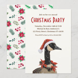 Canadian Goose Red Hat Poinsettias jul Party Inbjudningar