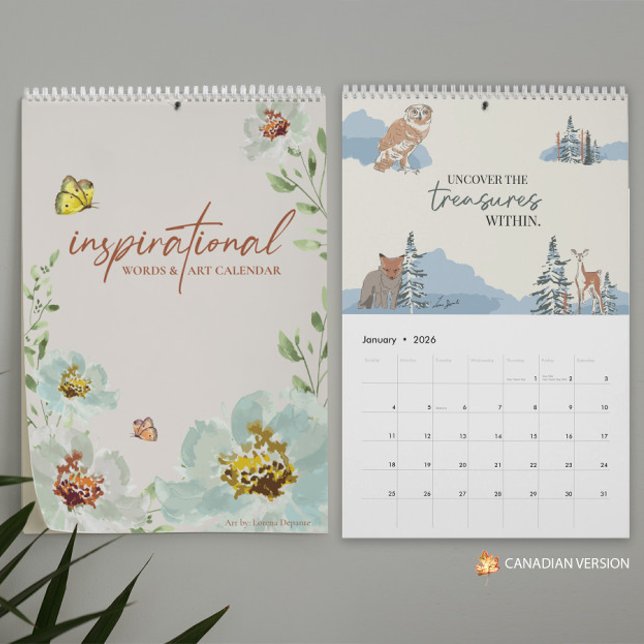 Canadian Grid 2026 inspirational Quotes and Art Kalender (Canadian version Inspirational Words & Art Calendar - artwork and design by Lorena Depante)