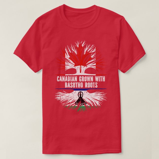 Canadian Grown with Basotho Roots Canada Flagga T Shirt (Design framsida)