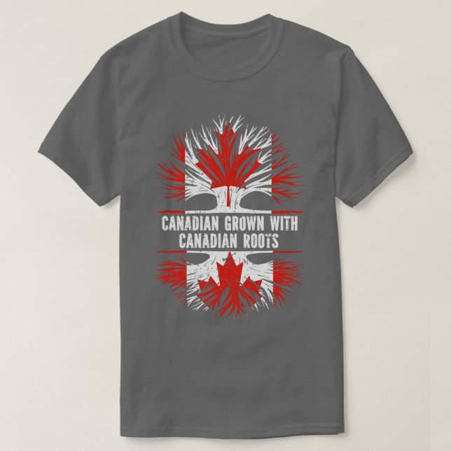 Canadian Grown with Canadian Roots Canada Flagga T Shirt (Design framsida)